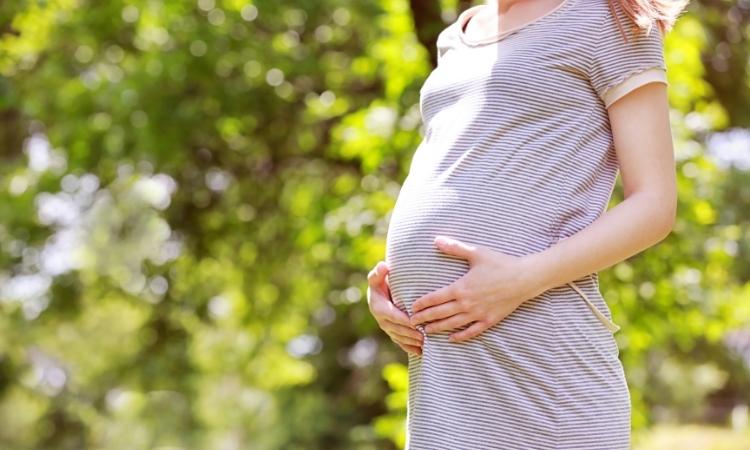 Donna in gravidanza in un ambiente naturale, per illustrare microbiota e probiotici in gravidanza